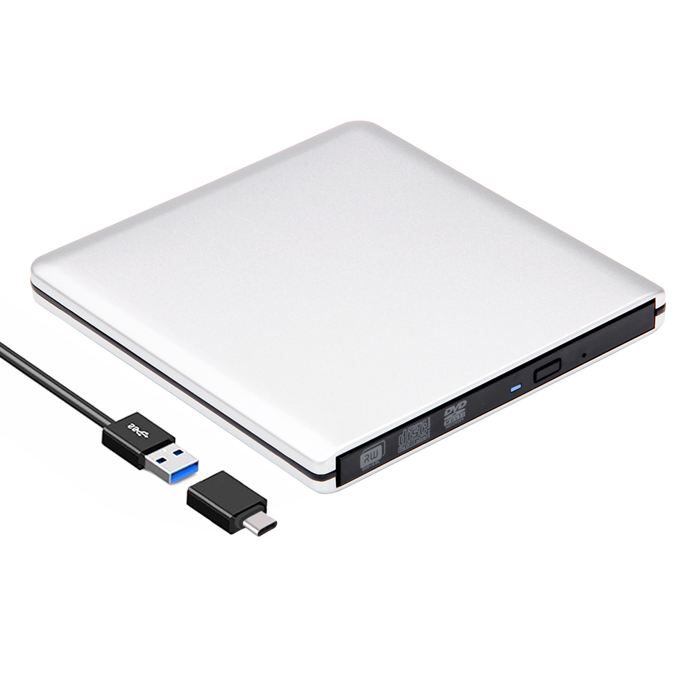 ROOFULL External CD DVD +/-RW Drive USB 3.0 Type-C, Ultra Slim Portable DVD CD ROM Optical Drive Burner Reader Writer for Apple Mac MacBook Pro/ Air, iMac, Windows 11/10/8/7 Laptop PC,