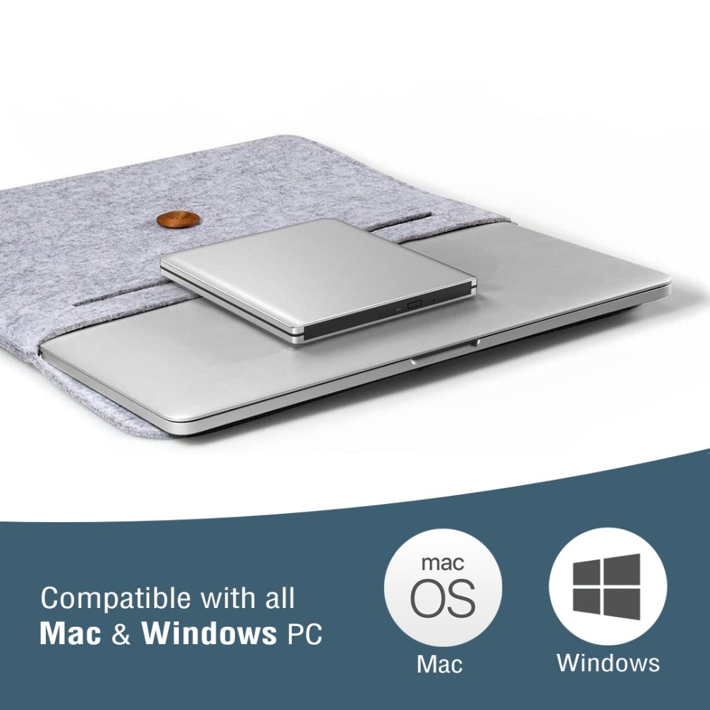 ROOFULL External CD/DVD Drive for Mac, USB 3.0 & USBC UltraSlim