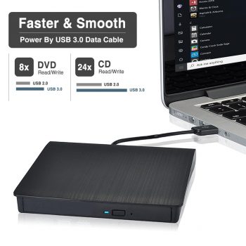 ROOFULL External CD DVD +/-RW Drive USB 3.0 Protable USB DVD/CD ROM ...